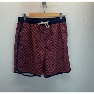 Fair Harbor Swim Trunks Shorts‎ Men's S Blue Orange  The Anchor Lined 8" Stretch